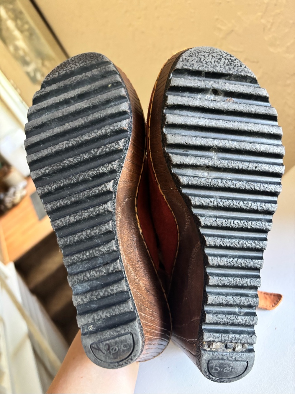 Born Boc Picante Rust Suede May Slingback Platform Wedge 8 - Picture 7 of 9